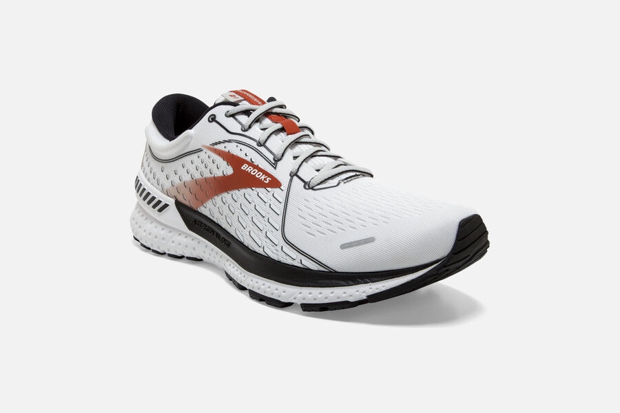 Brooks Adrenaline GTS 21 Road Running Shoes Mens White/Black/Orange 064538-FWK